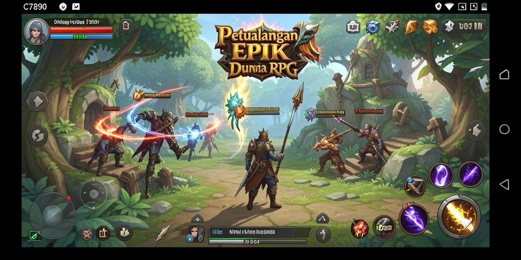 Screenshot C7890 menampilkan aksi pertarungan yang mendebarkan di dunia RPG.