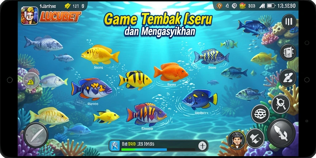 Tampilan gameplay LUCUBET dengan serunya menembak ikan.
