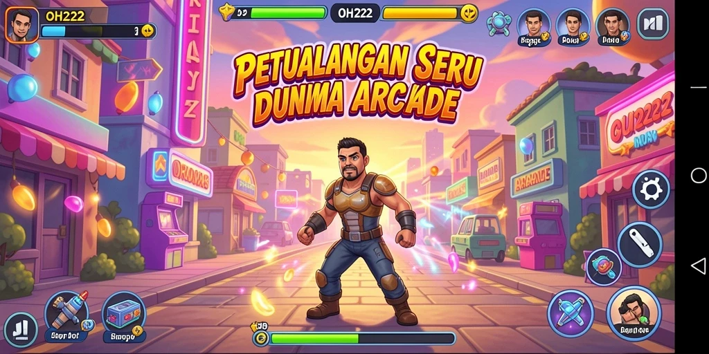 Screenshot utama OH222 menampilkan gameplay yang seru dan penuh aksi.