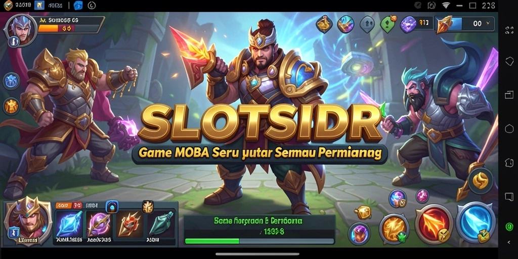 Gameplay mendebarkan dalam SLOTSIDR dengan aksi MOBA yang intens.