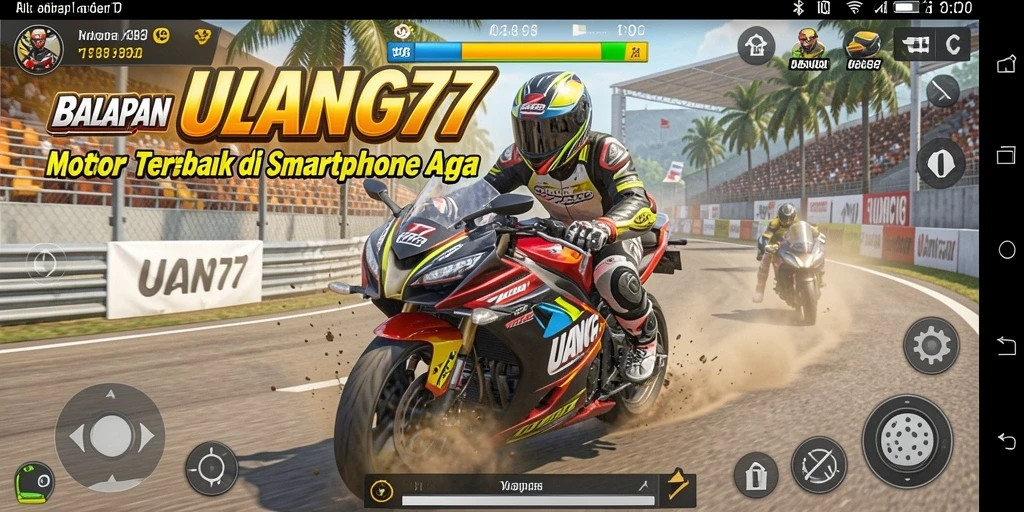Tampilan gameplay UANG77 yang mendebarkan saat balapan motor.