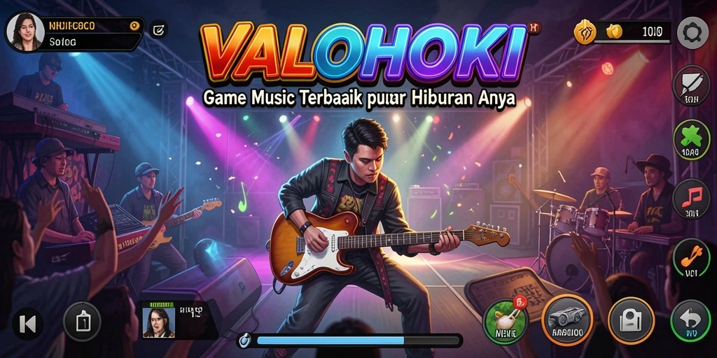 Tampilan gameplay menarik VALOHOKI dengan pemain menikmati musik.
